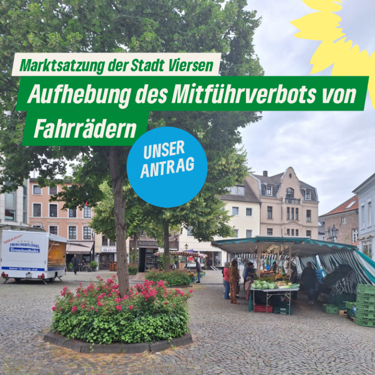 Prüfung der Aufhebung des Mitführverbots von Fahrrädern auf Wochenmärkten gemäß der Satzung über die Märkte der Stadt Viersen